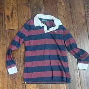 Brooks Brothers Navy & Maroon Striped Rugby Polo